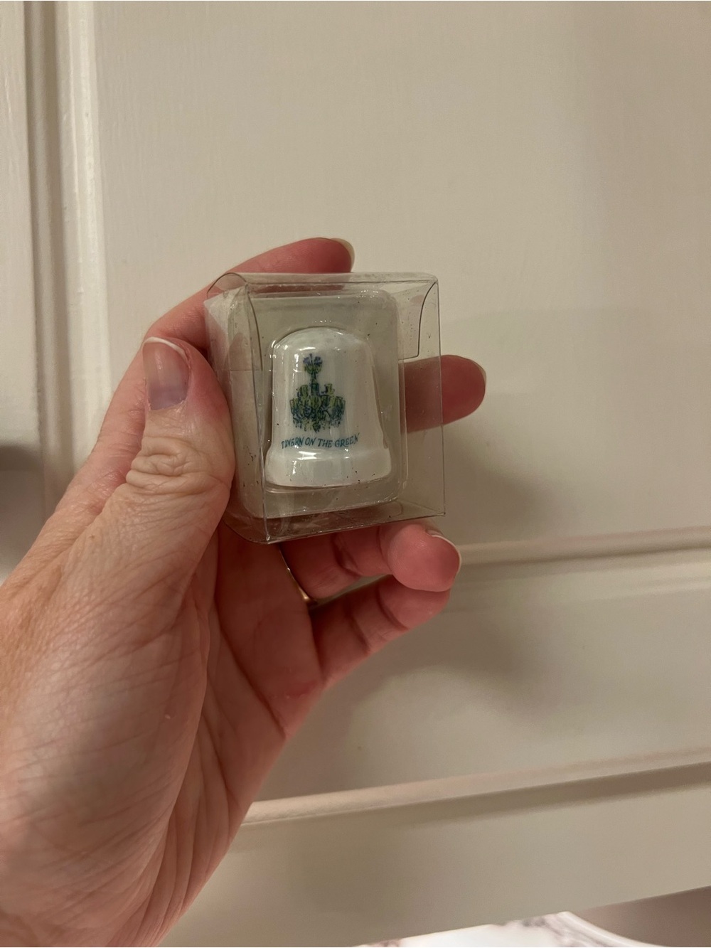 Tavern On The Green Collectible Thimble with iconic emerald green chandelier